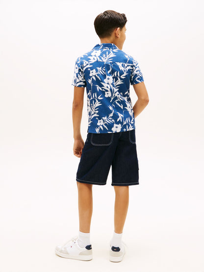Tommy Hilfiger Kids' Linen-Cotton Blend Floral Shirt