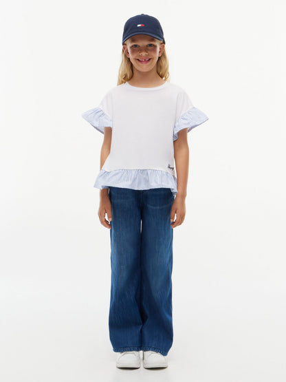 Tommy Hilfiger Kids' Mixed-Media Ruffle T-Shirt