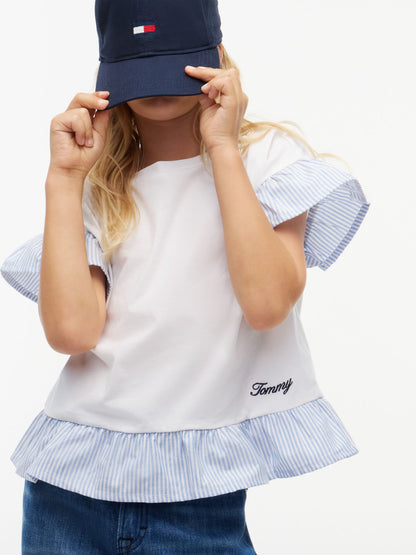 Tommy Hilfiger Kids' Mixed-Media Ruffle T-Shirt