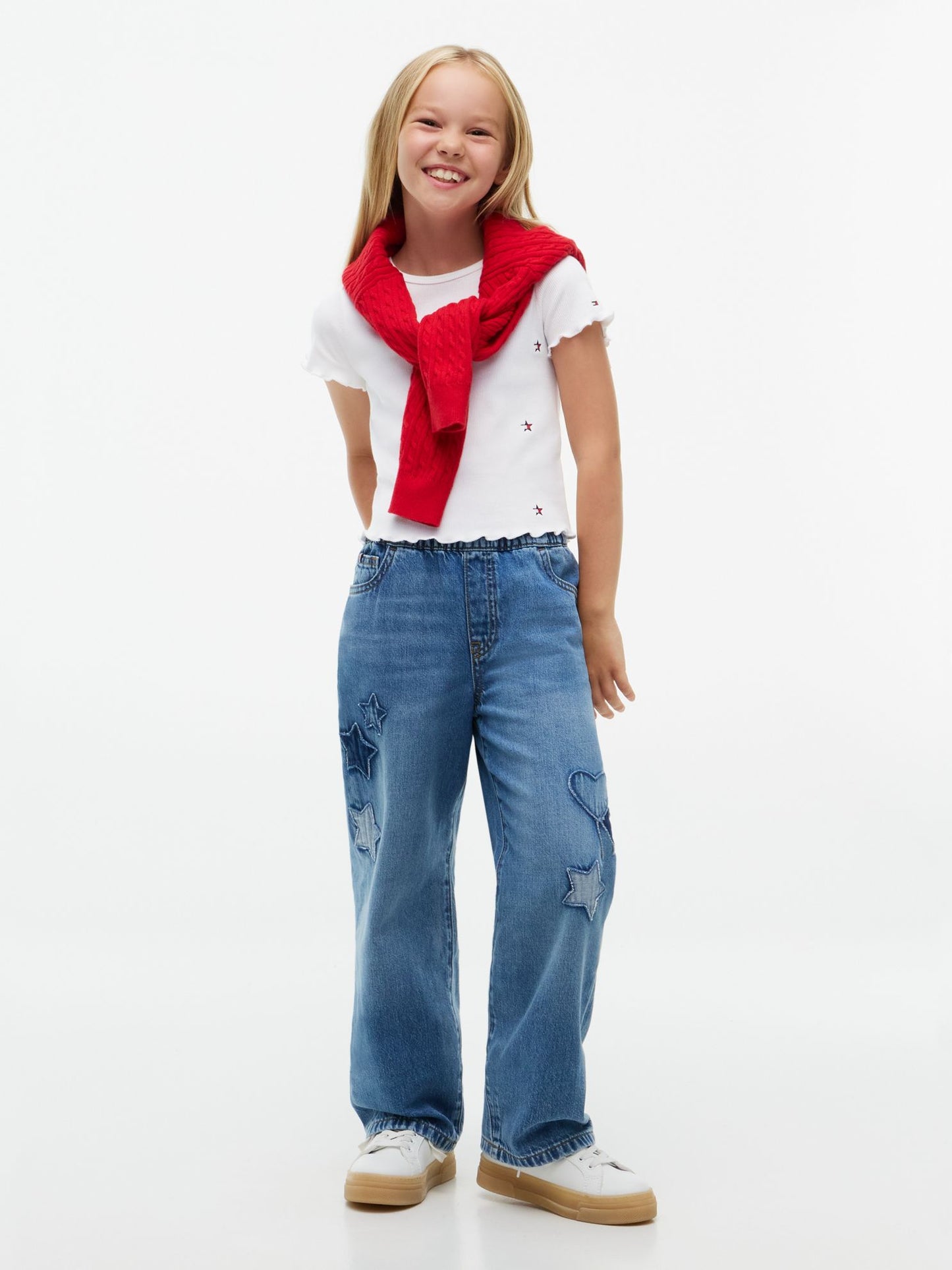 Tommy Hilfiger Kids' Star Logo Ribbed Lettuce-Trim Top