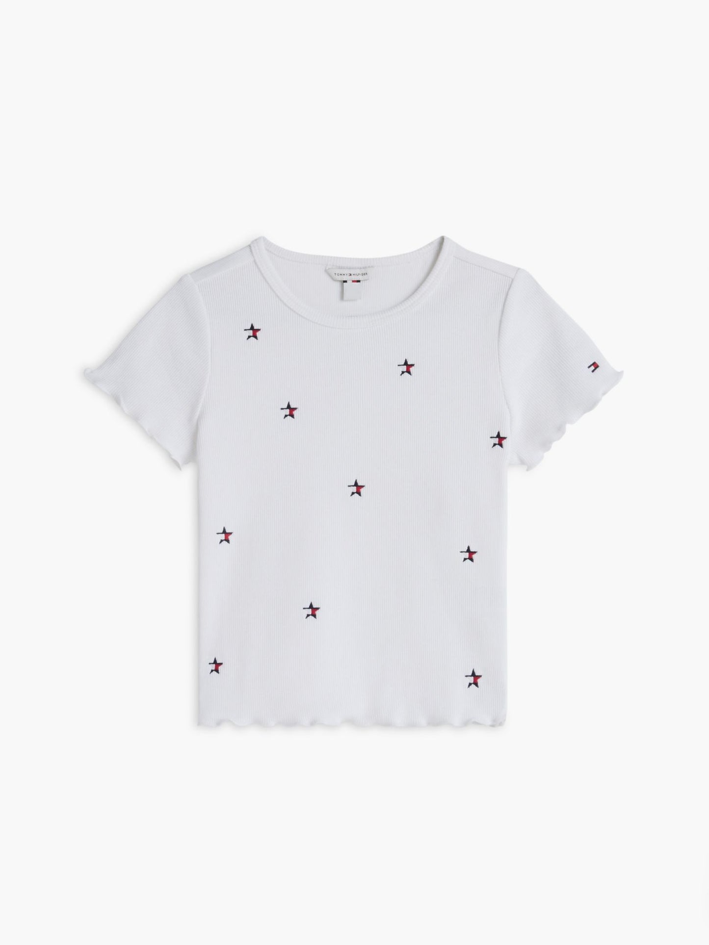 Tommy Hilfiger Kids' Star Logo Ribbed Lettuce-Trim Top