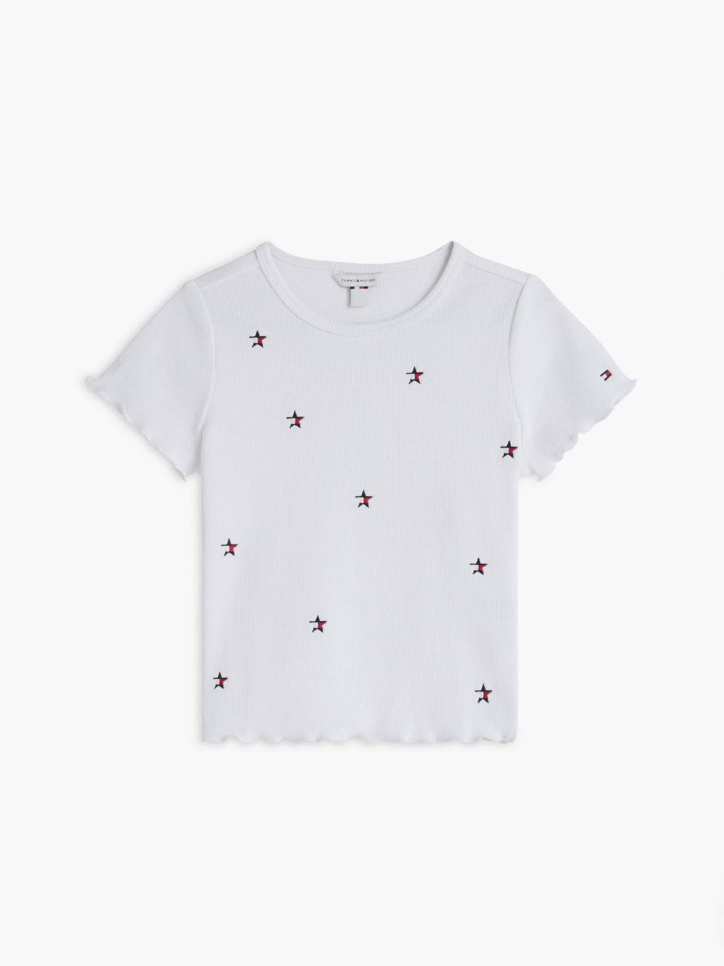 Tommy Hilfiger Kids' Star Logo Ribbed Lettuce-Trim Top