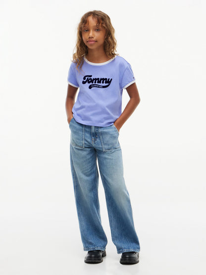 Tommy Hilfiger Kids' Flocked Tommy Logo Ringer T-Shirt