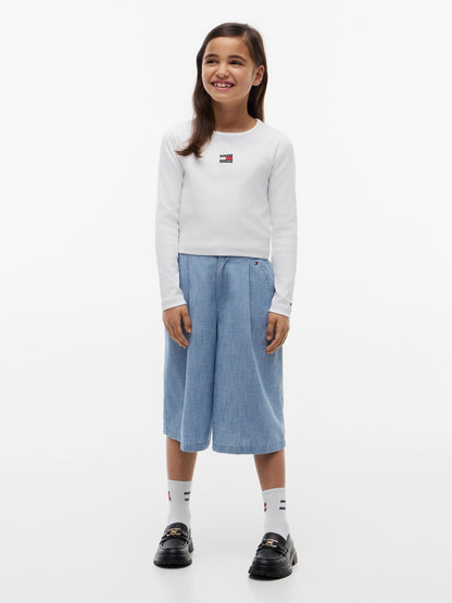 Tommy Hilfiger Kids' Long-Sleeve Badge Ribbed T-Shirt