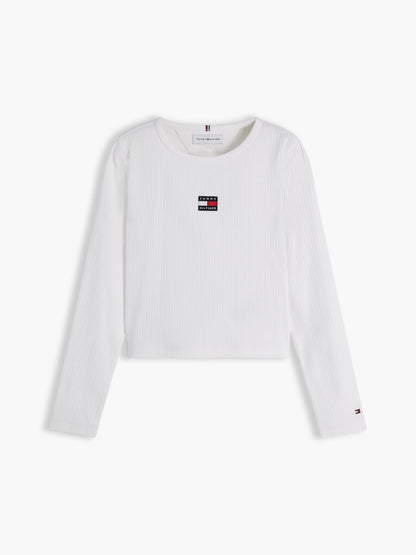 Tommy Hilfiger Kids' Long-Sleeve Badge Ribbed T-Shirt