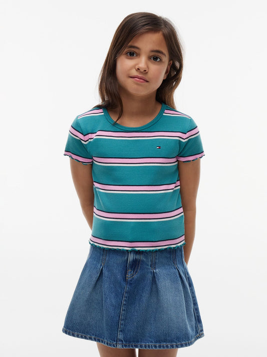 Tommy Hilfiger Kids' Lettuce-Trim Ribbed Top