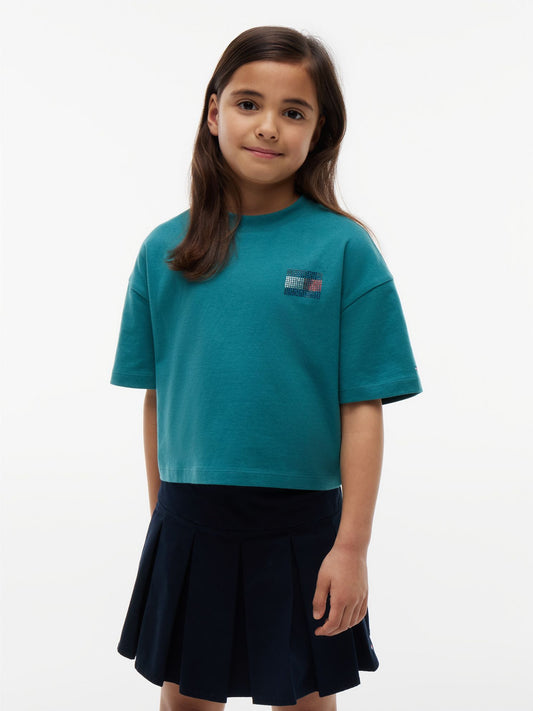 Tommy Hilfiger Kids' Tommy Logo Rhinestone Flag T-Shirt