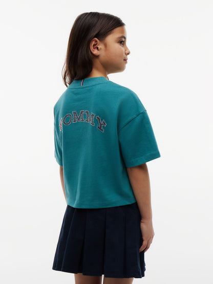 Tommy Hilfiger Kids' Tommy Logo Rhinestone Flag T-Shirt