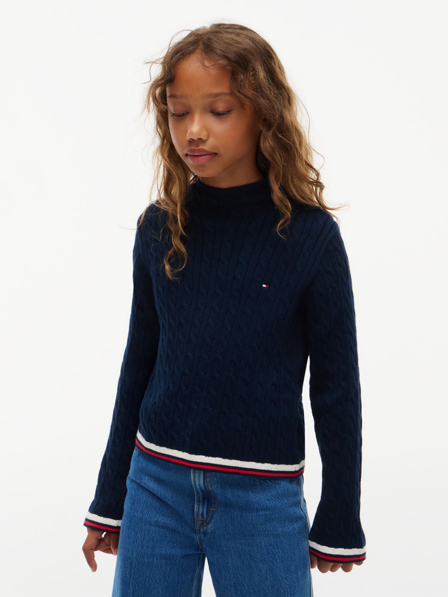 Tommy Hilfiger Kids' Cable Knit Mockneck Sweater