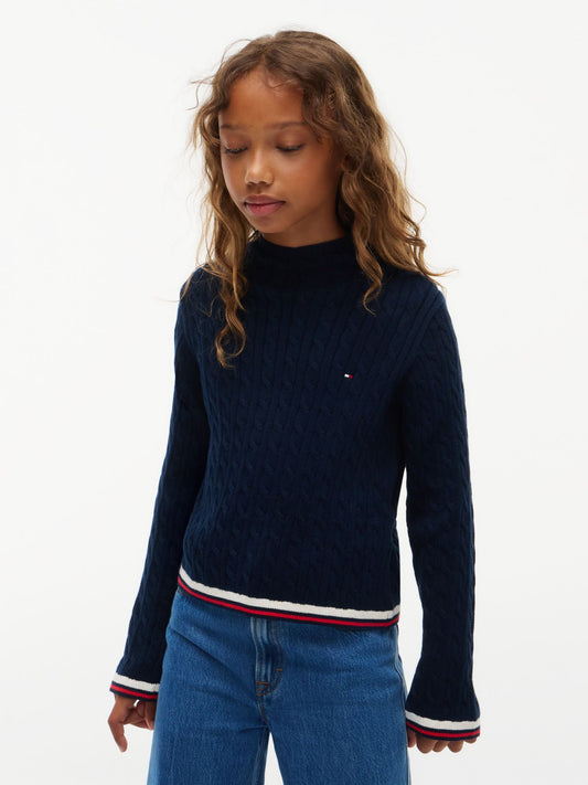 Tommy Hilfiger Kids' Cable Knit Mockneck Sweater
