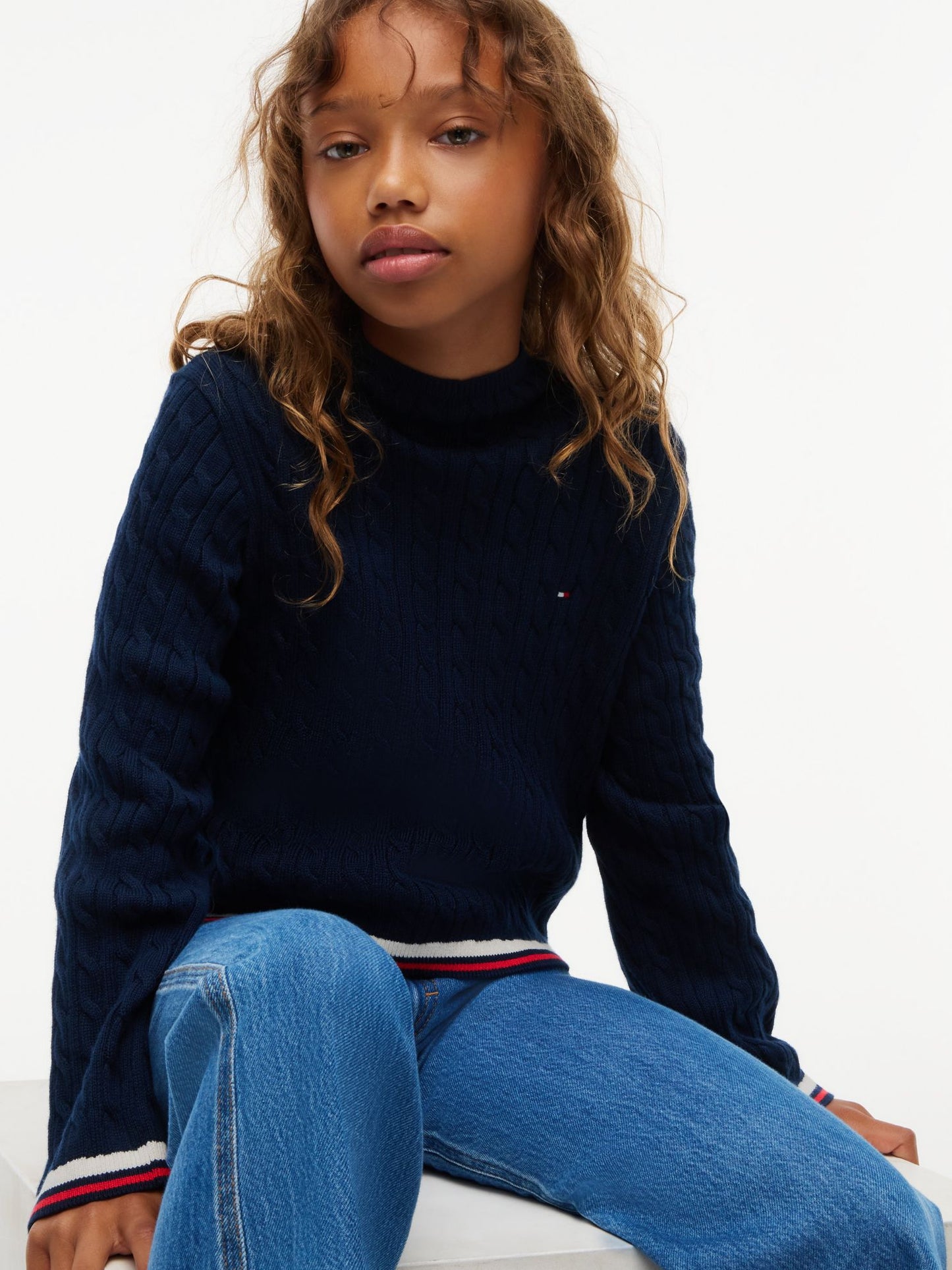 Tommy Hilfiger Kids' Cable Knit Mockneck Sweater