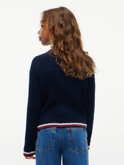 Tommy Hilfiger Kids' Cable Knit Mockneck Sweater
