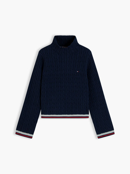 Tommy Hilfiger Kids' Cable Knit Mockneck Sweater