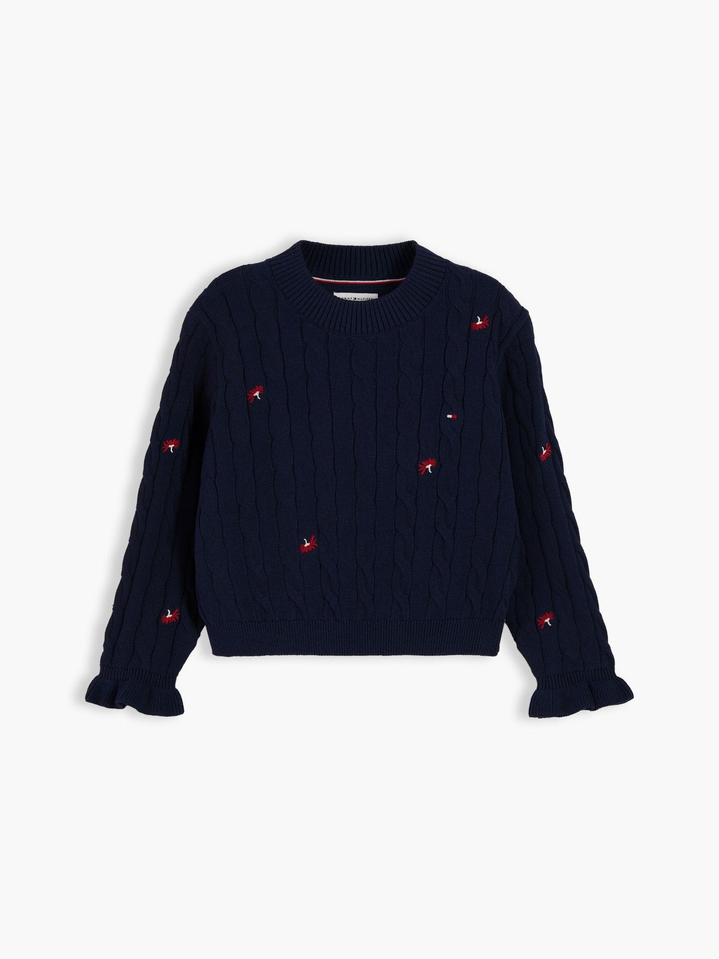 Tommy Hilfiger Kids' Flower Motif Cable Knit Sweater