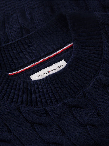 Tommy Hilfiger Kids' Flower Motif Cable Knit Sweater