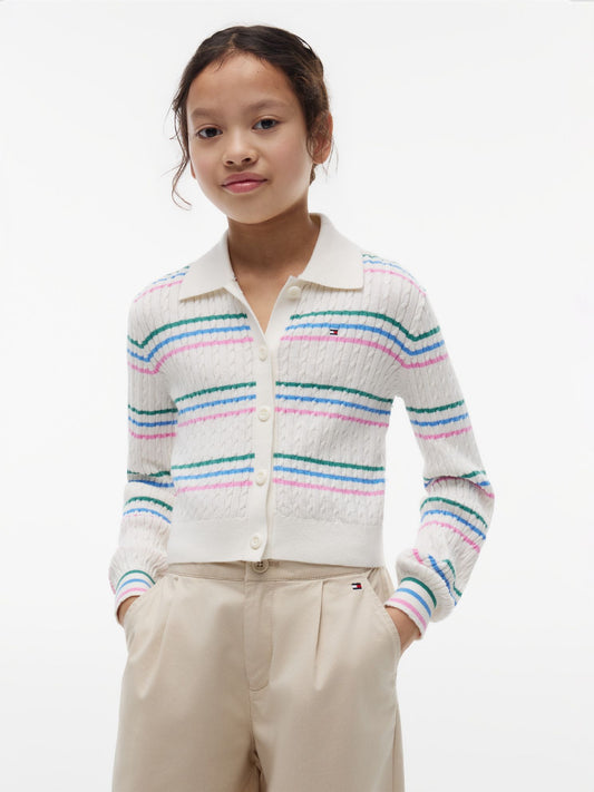 Tommy Hilfiger Kids' Cable Knit Polo Cardigan