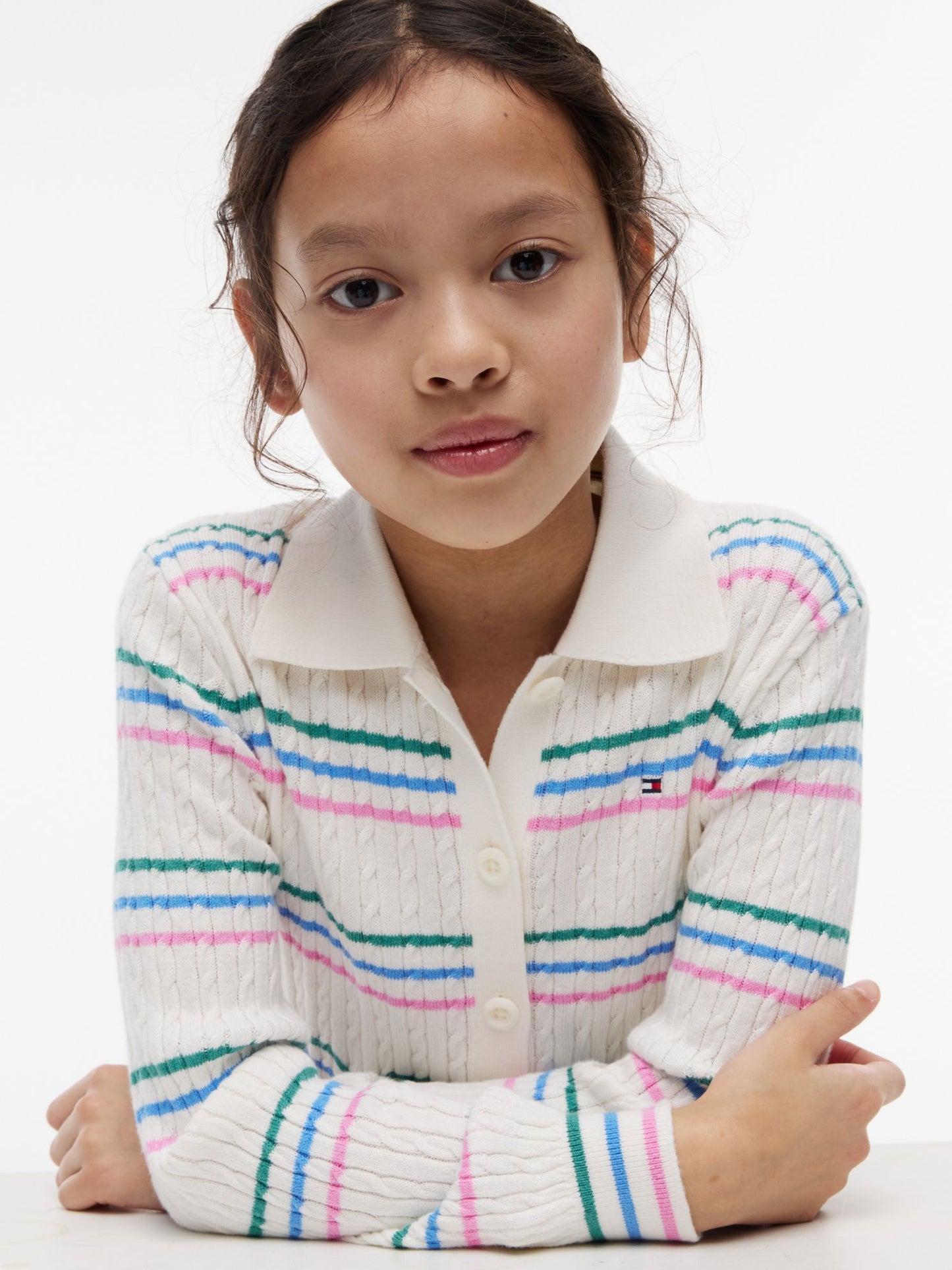 Tommy Hilfiger Kids' Cable Knit Polo Cardigan
