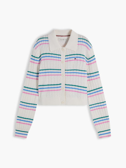 Tommy Hilfiger Kids' Cable Knit Polo Cardigan