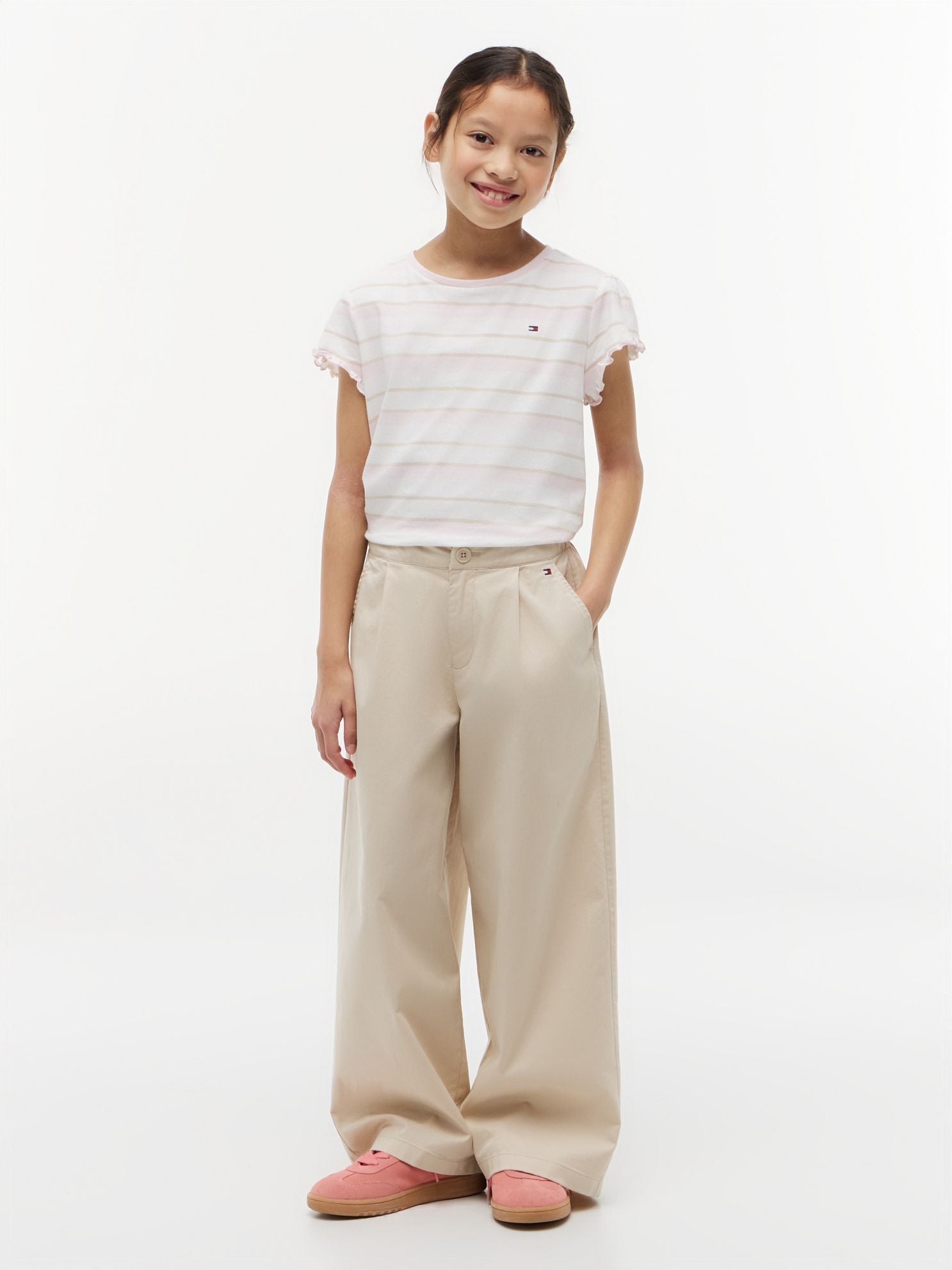 Tommy Hilfiger Kids' Stripe Lettuce-Trim Sleeve T-Shirt