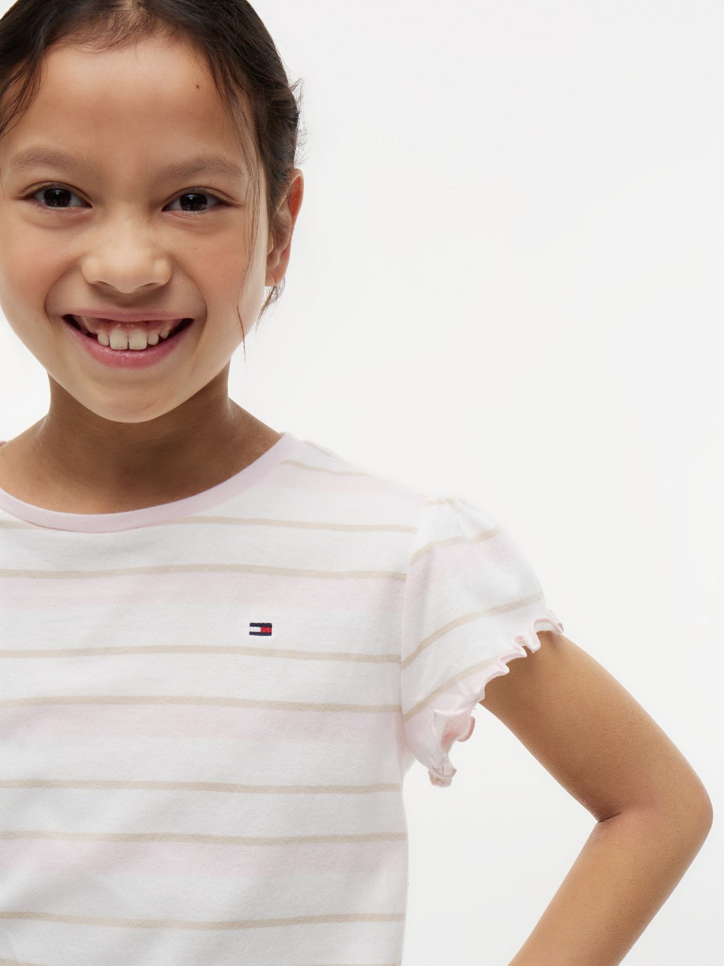 Tommy Hilfiger Kids' Stripe Lettuce-Trim Sleeve T-Shirt