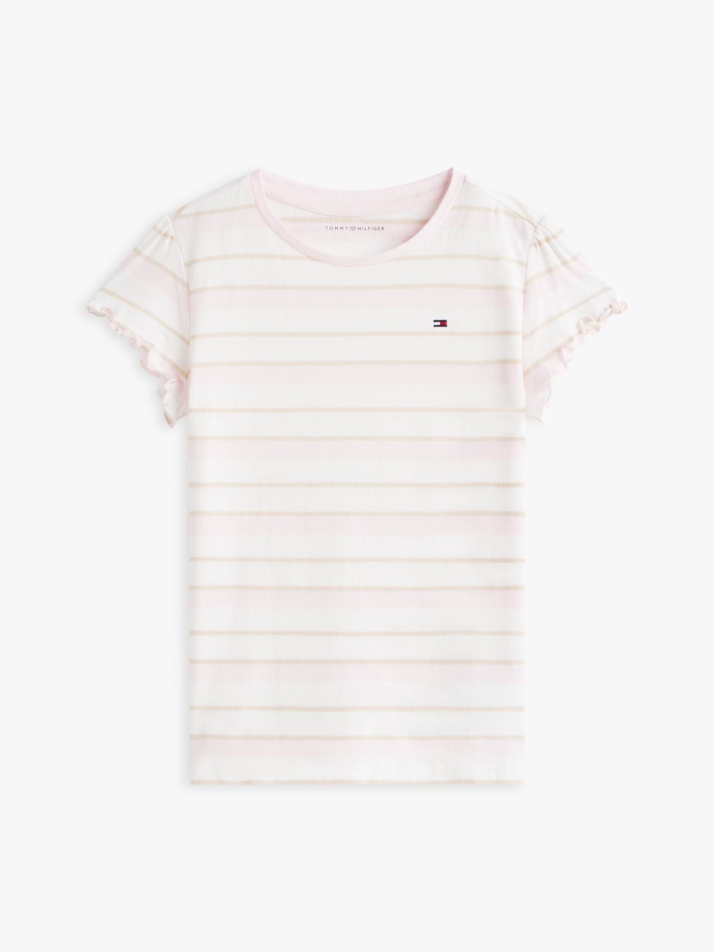 Tommy Hilfiger Kids' Stripe Lettuce-Trim Sleeve T-Shirt