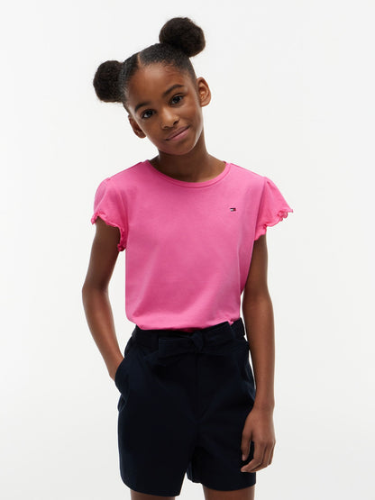Tommy Hilfiger Kids' Lettuce-Trim Sleeve T-Shirt