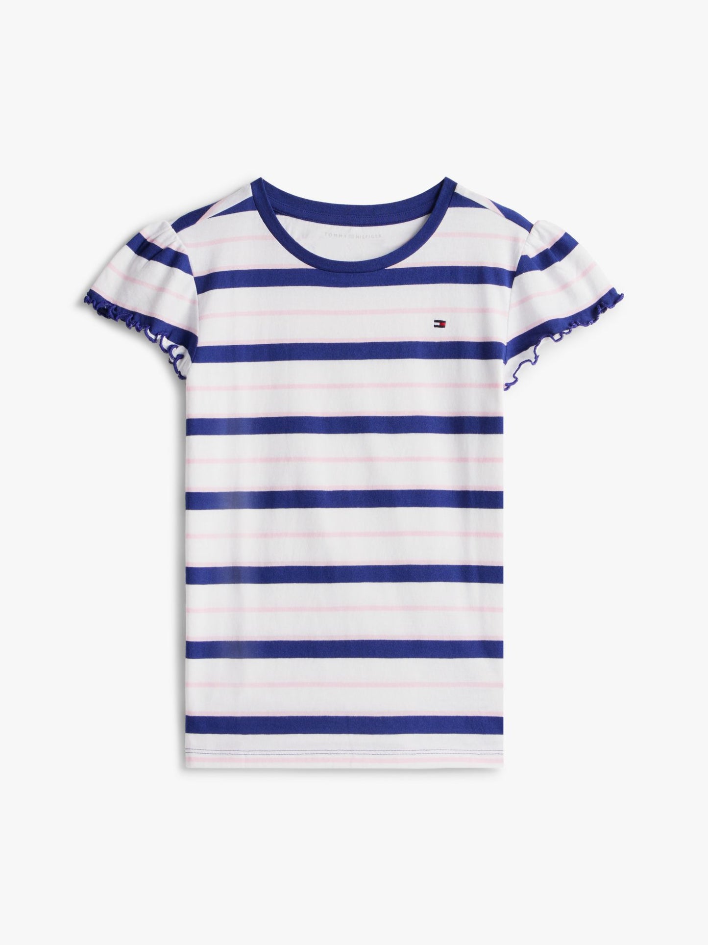 Tommy Hilfiger Kids' Stripe Lettuce-Trim Sleeve T-Shirt