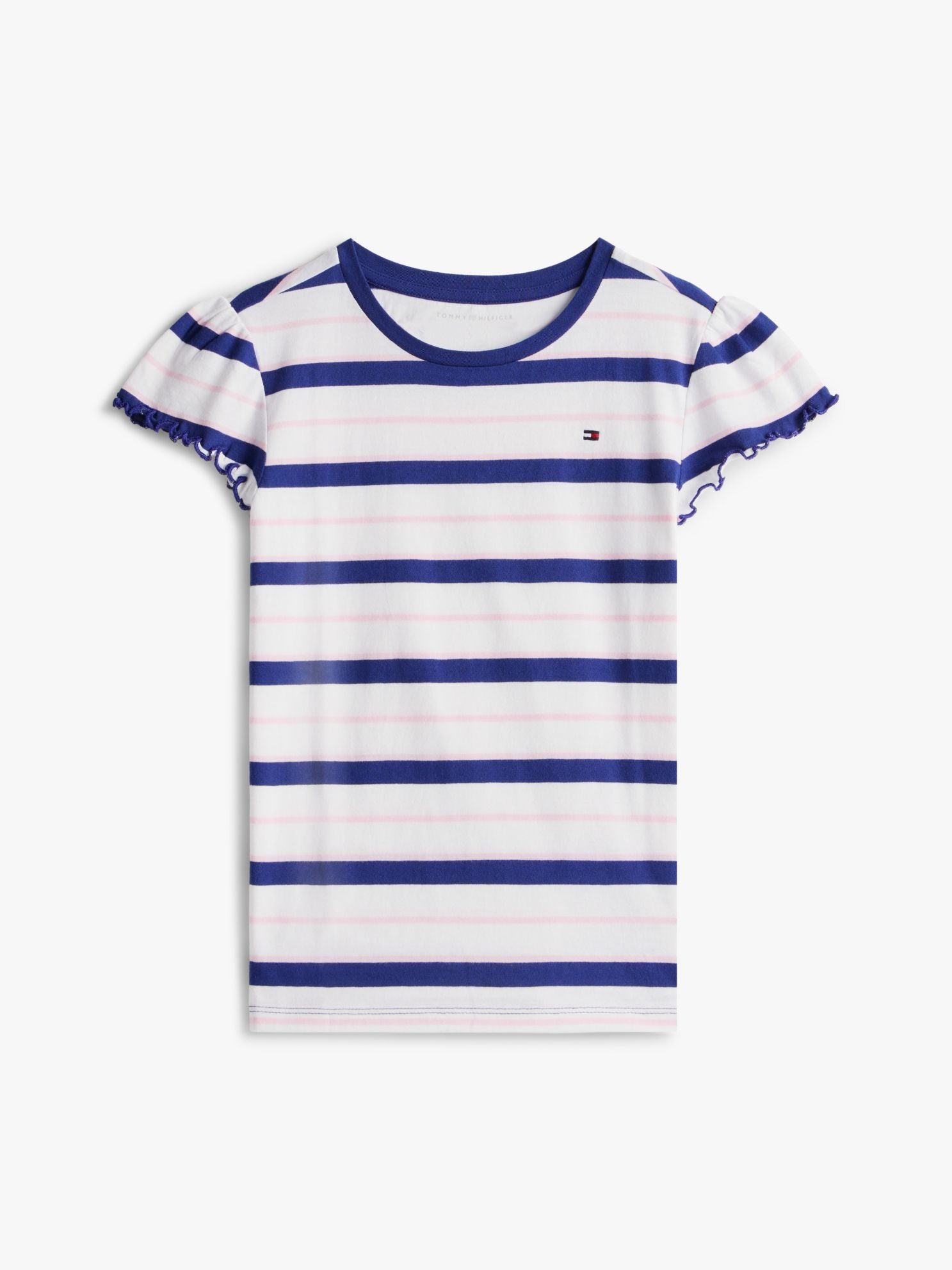 Tommy Hilfiger Kids' Stripe Lettuce-Trim Sleeve T-Shirt