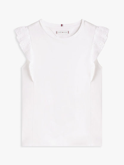 Tommy Hilfiger Kids' Embroidered Eyelet Flutter T-Shirt