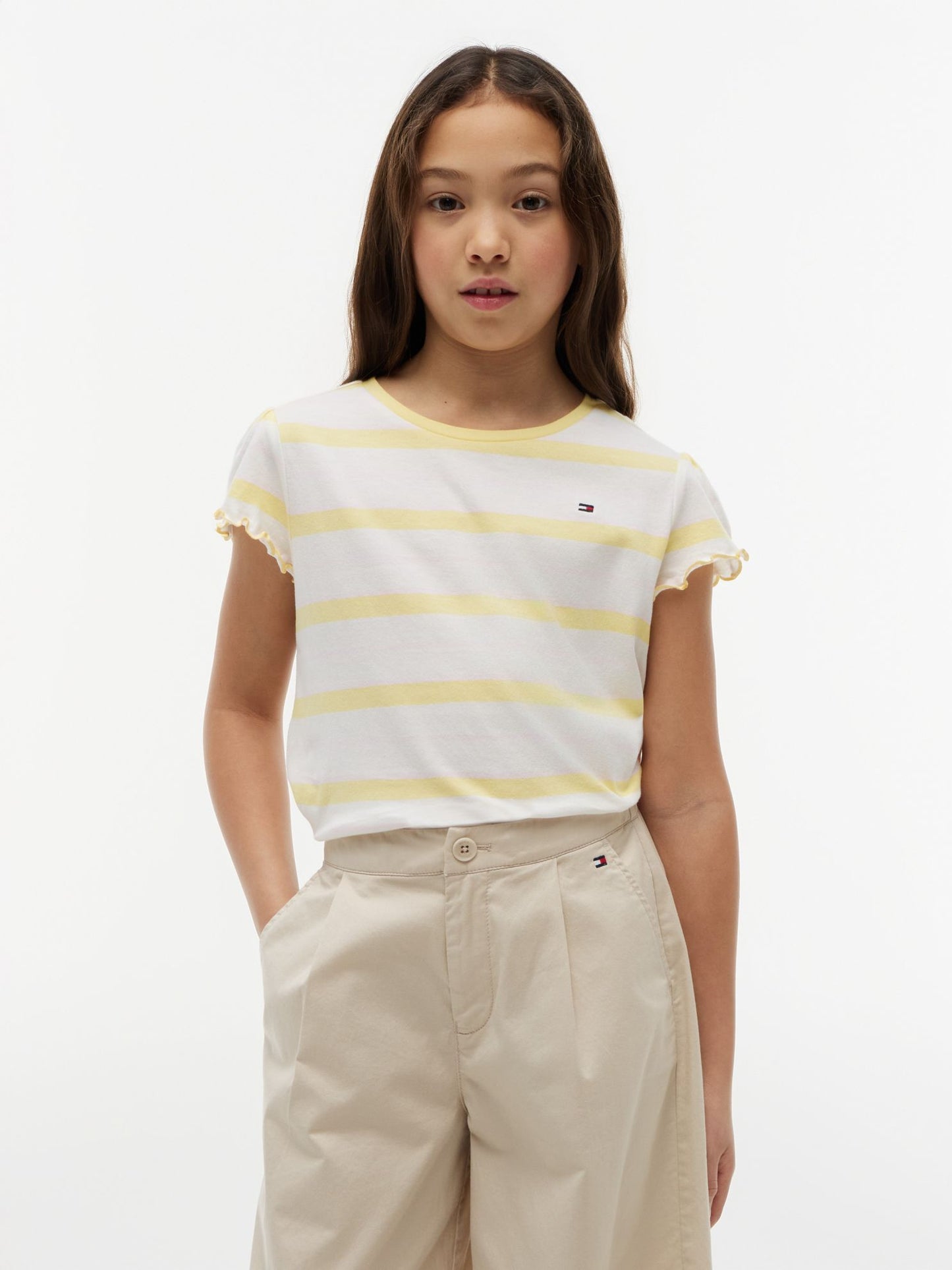 Tommy Hilfiger Kids' Stripe Lettuce-Trim Sleeve T-Shirt