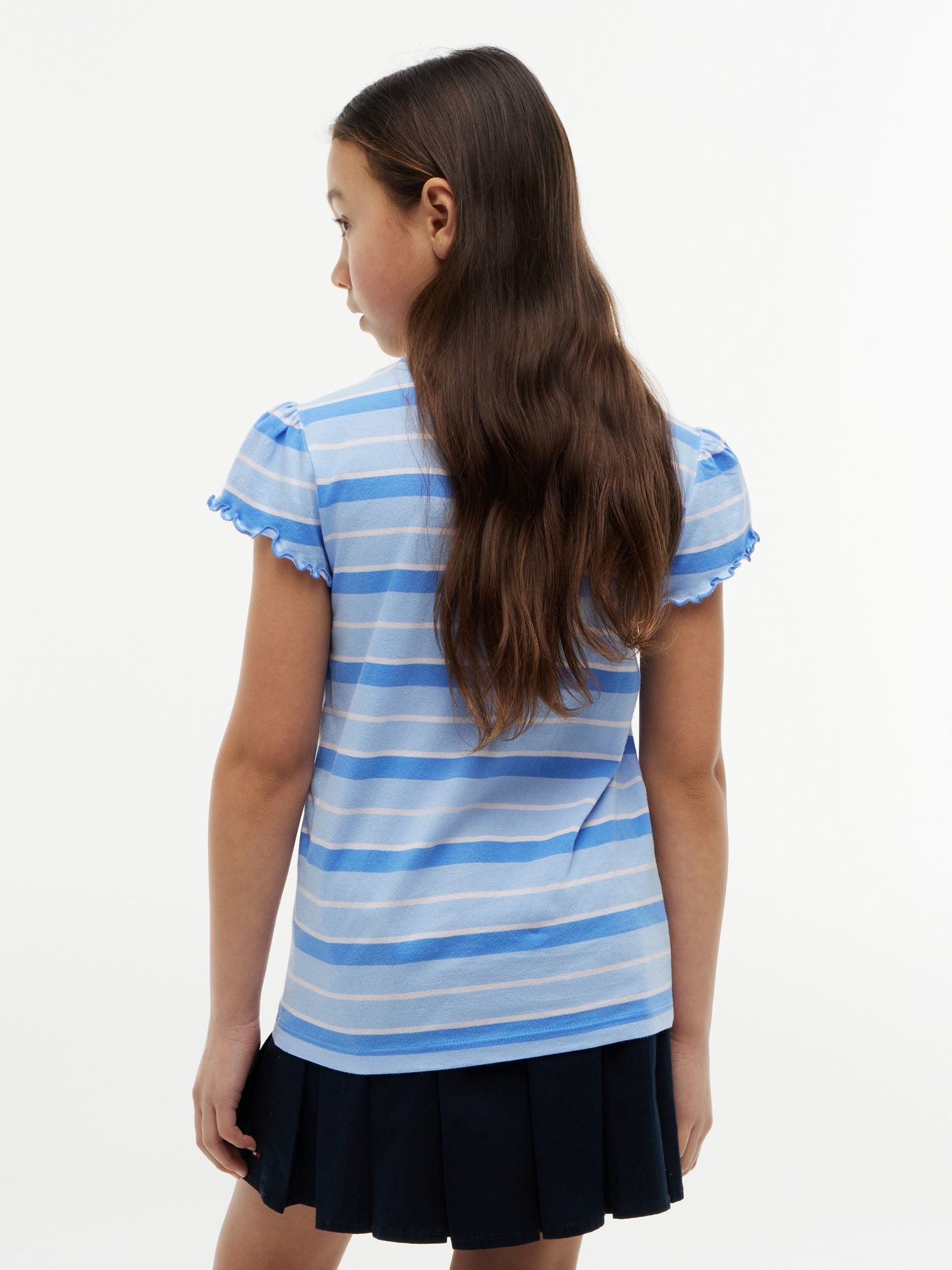 Tommy Hilfiger Kids' Stripe Lettuce-Trim Sleeve T-Shirt