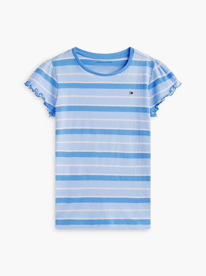 Tommy Hilfiger Kids' Stripe Lettuce-Trim Sleeve T-Shirt