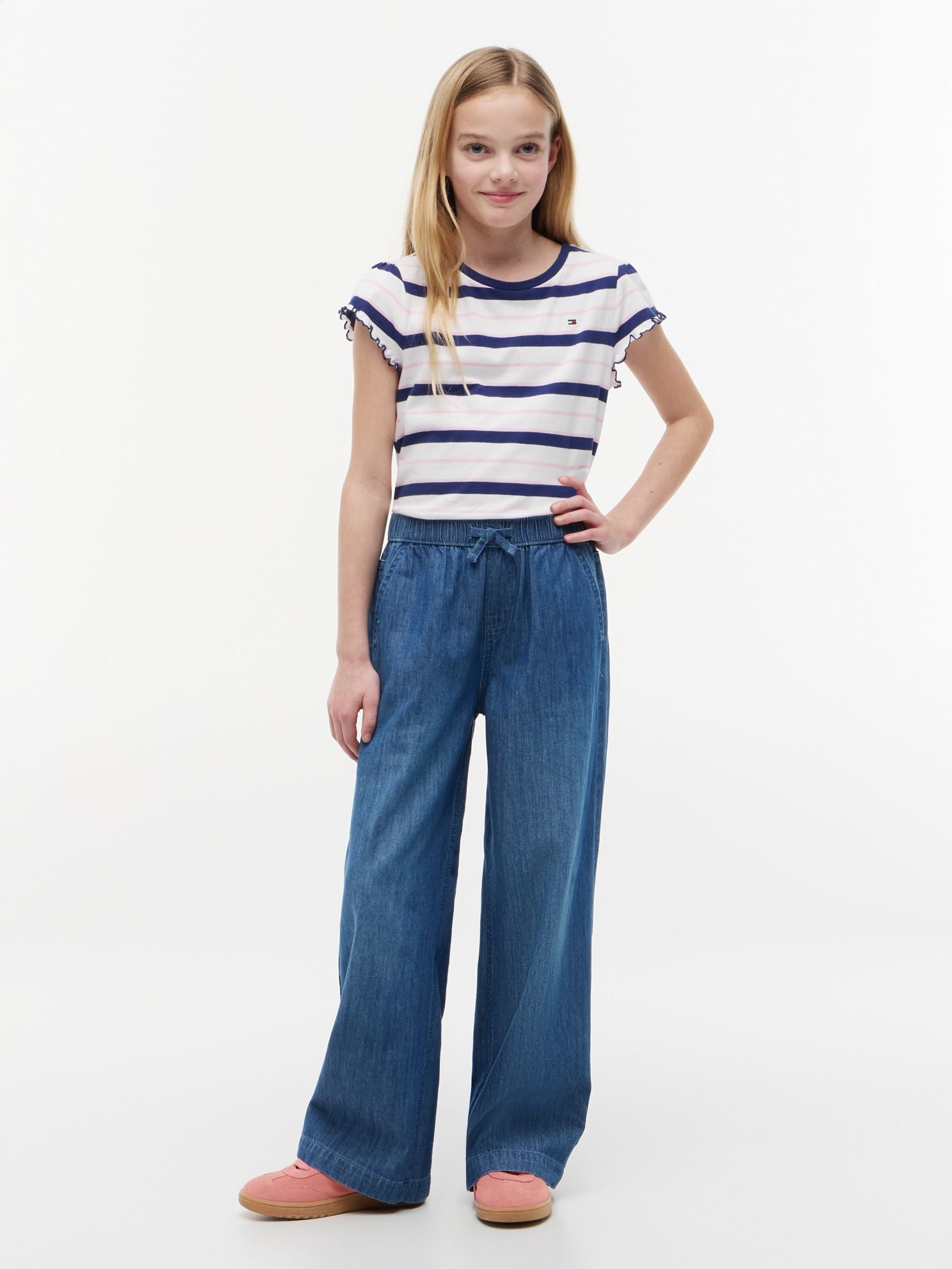Tommy Hilfiger Kids' Stripe Lettuce-Trim Sleeve T-Shirt