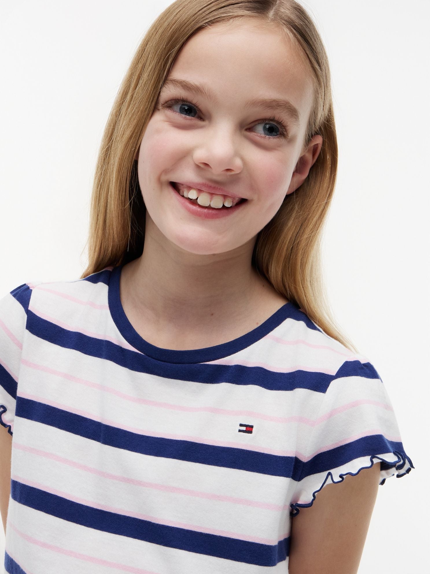 Tommy Hilfiger Kids' Stripe Lettuce-Trim Sleeve T-Shirt