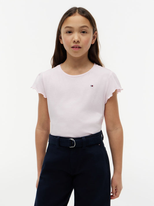 Tommy Hilfiger Kids' Lettuce-Trim Sleeve T-Shirt