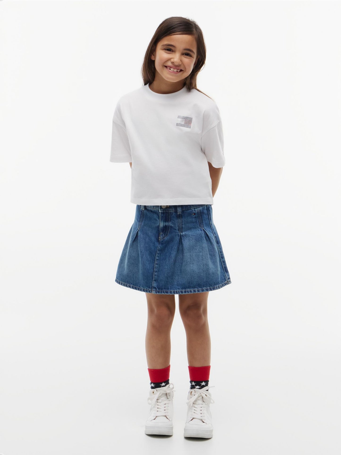 Tommy Hilfiger Kids' Tommy Logo Rhinestone Flag T-Shirt