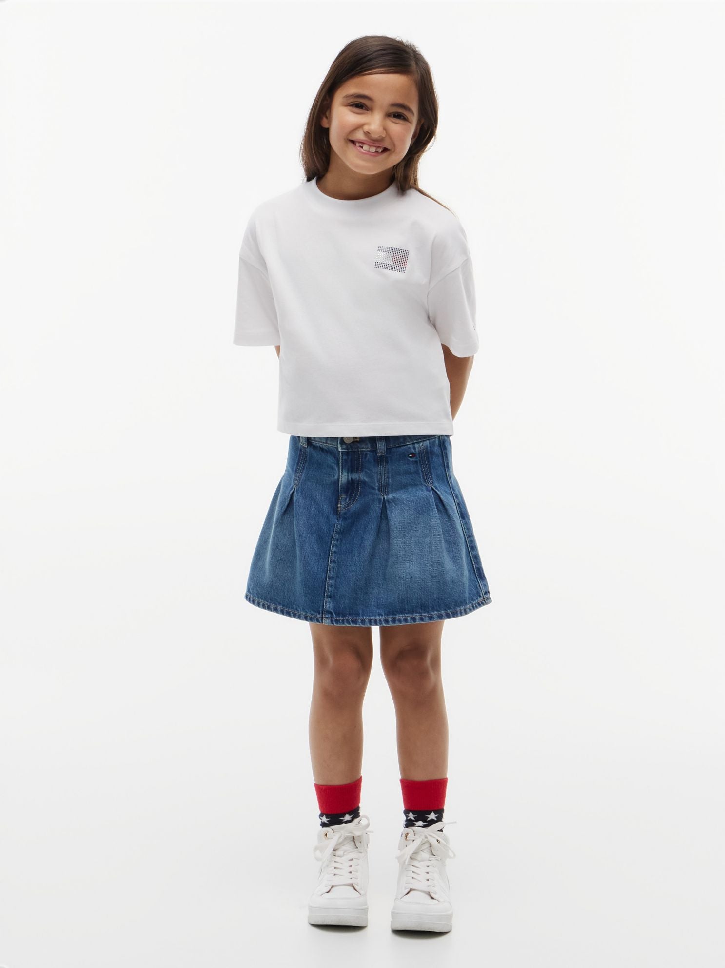 Tommy Hilfiger Kids' Tommy Logo Rhinestone Flag T-Shirt