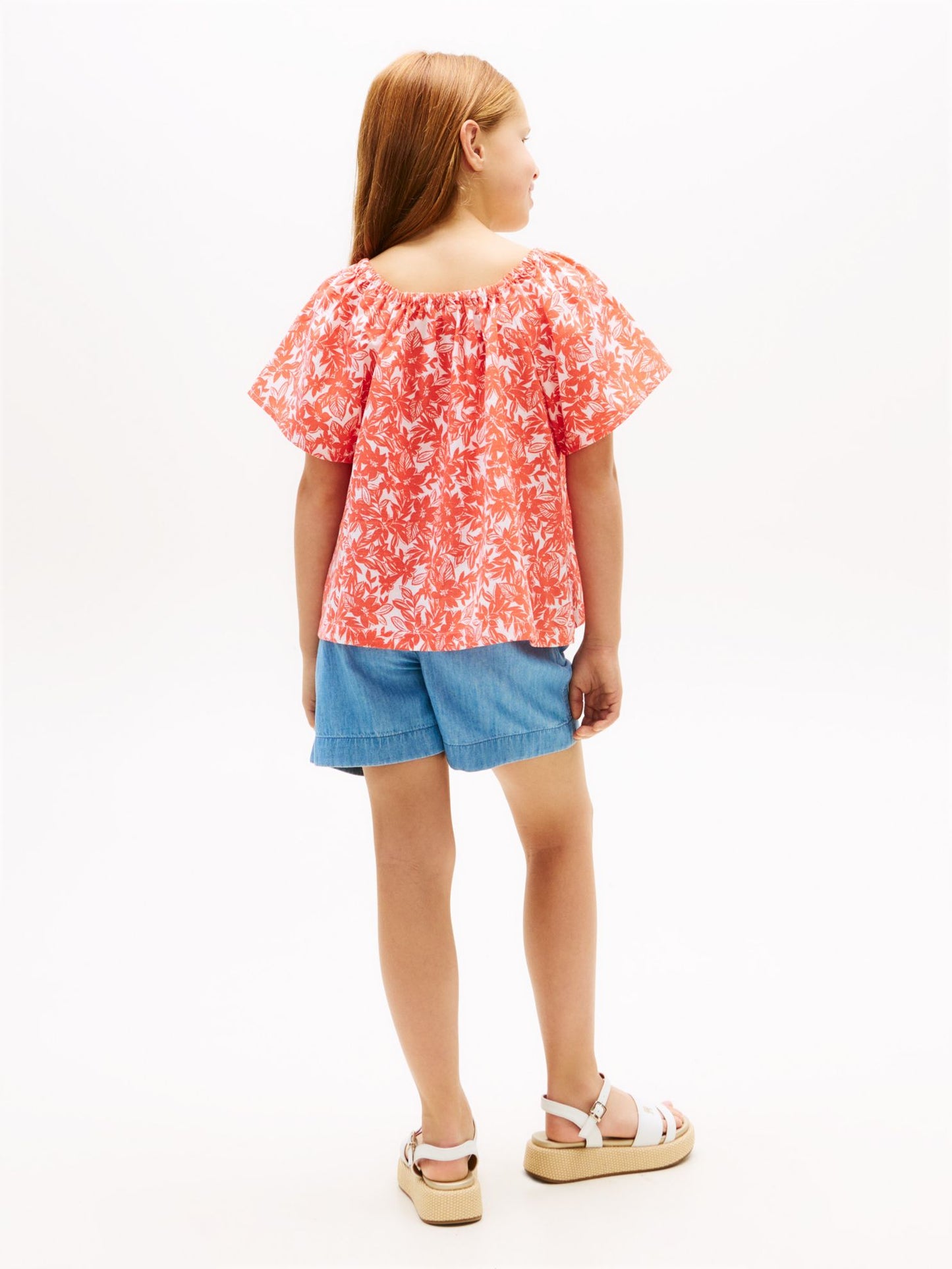Tommy Hilfiger Kids' Tropical Print Puff-Sleeve Top