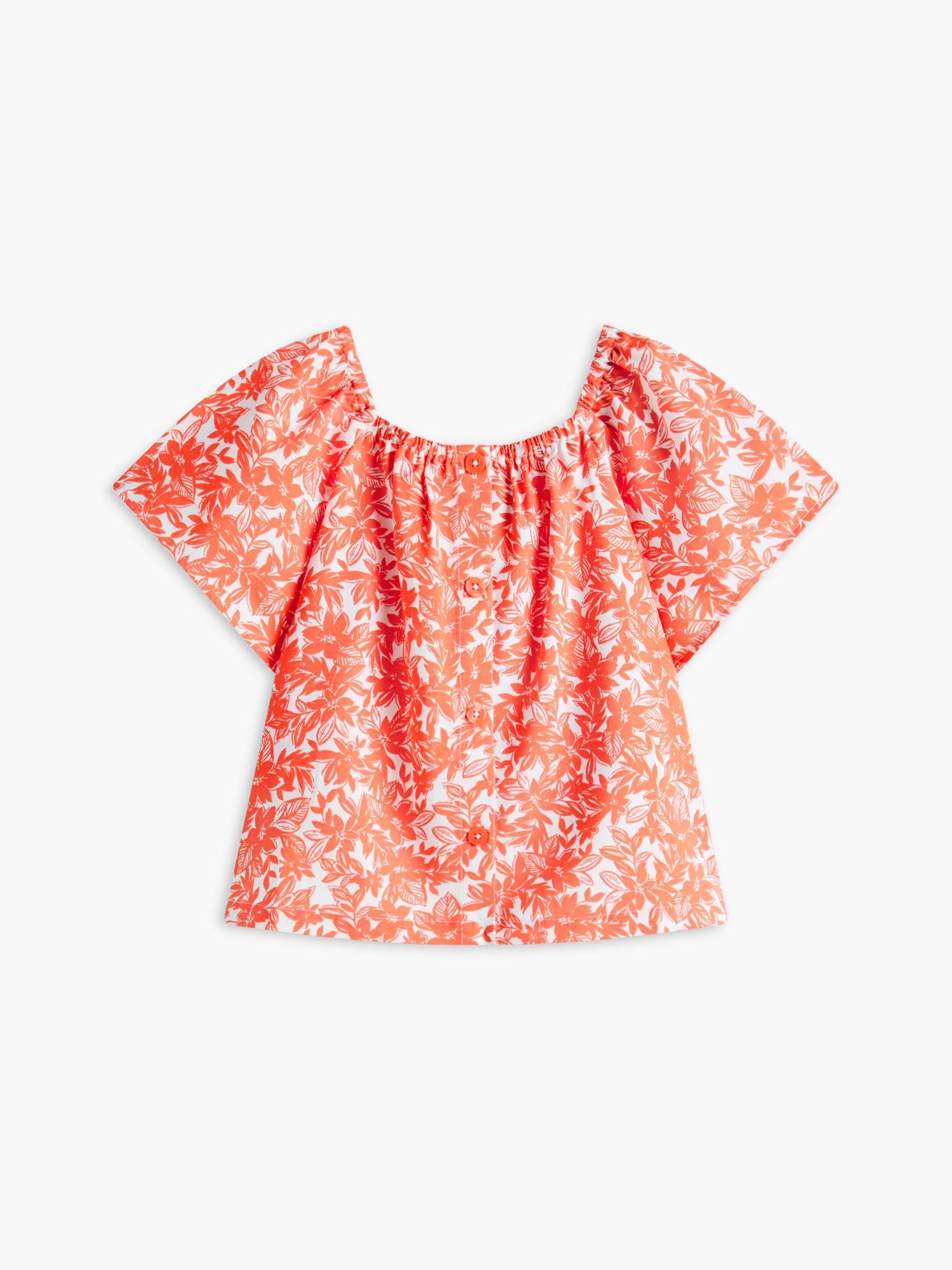Tommy Hilfiger Kids' Tropical Print Puff-Sleeve Top