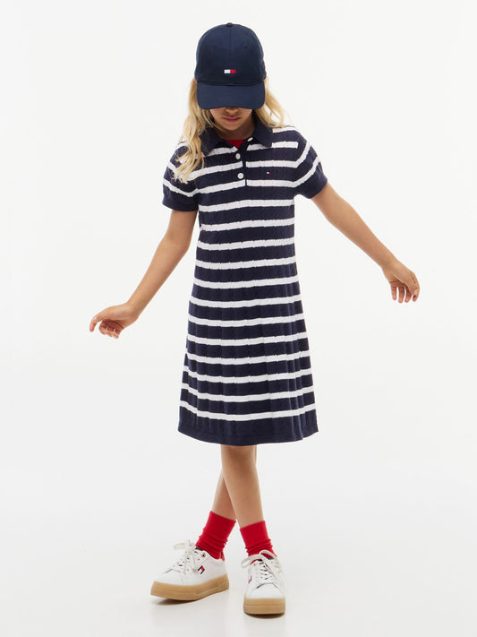 Tommy Hilfiger Kids' Stripe Cable Knit Polo Dress