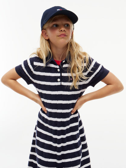 Tommy Hilfiger Kids' Stripe Cable Knit Polo Dress