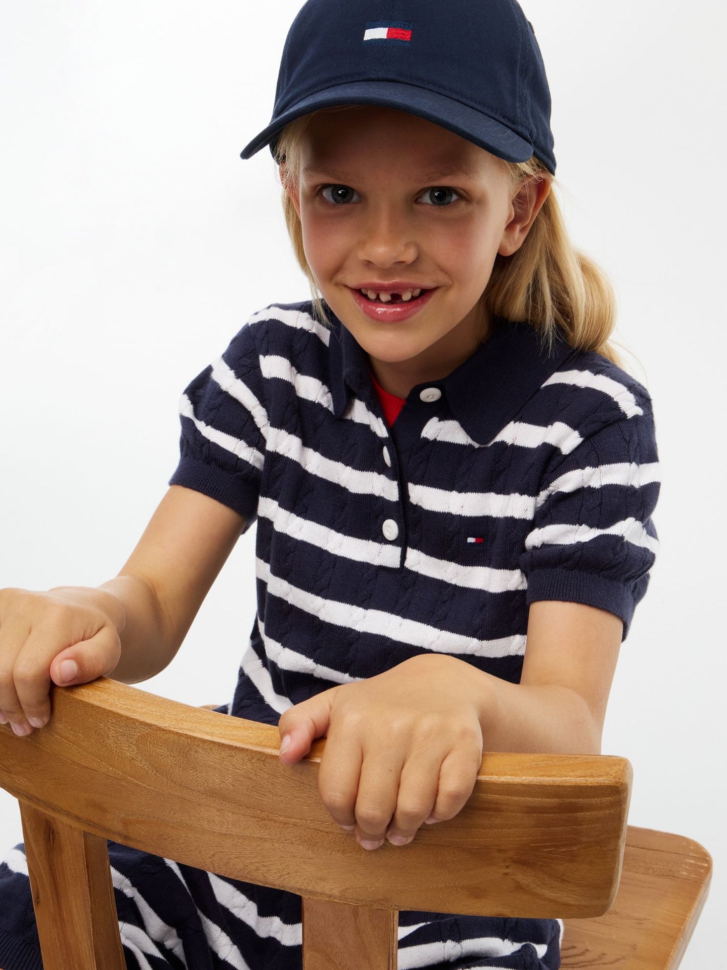 Tommy Hilfiger Kids' Stripe Cable Knit Polo Dress