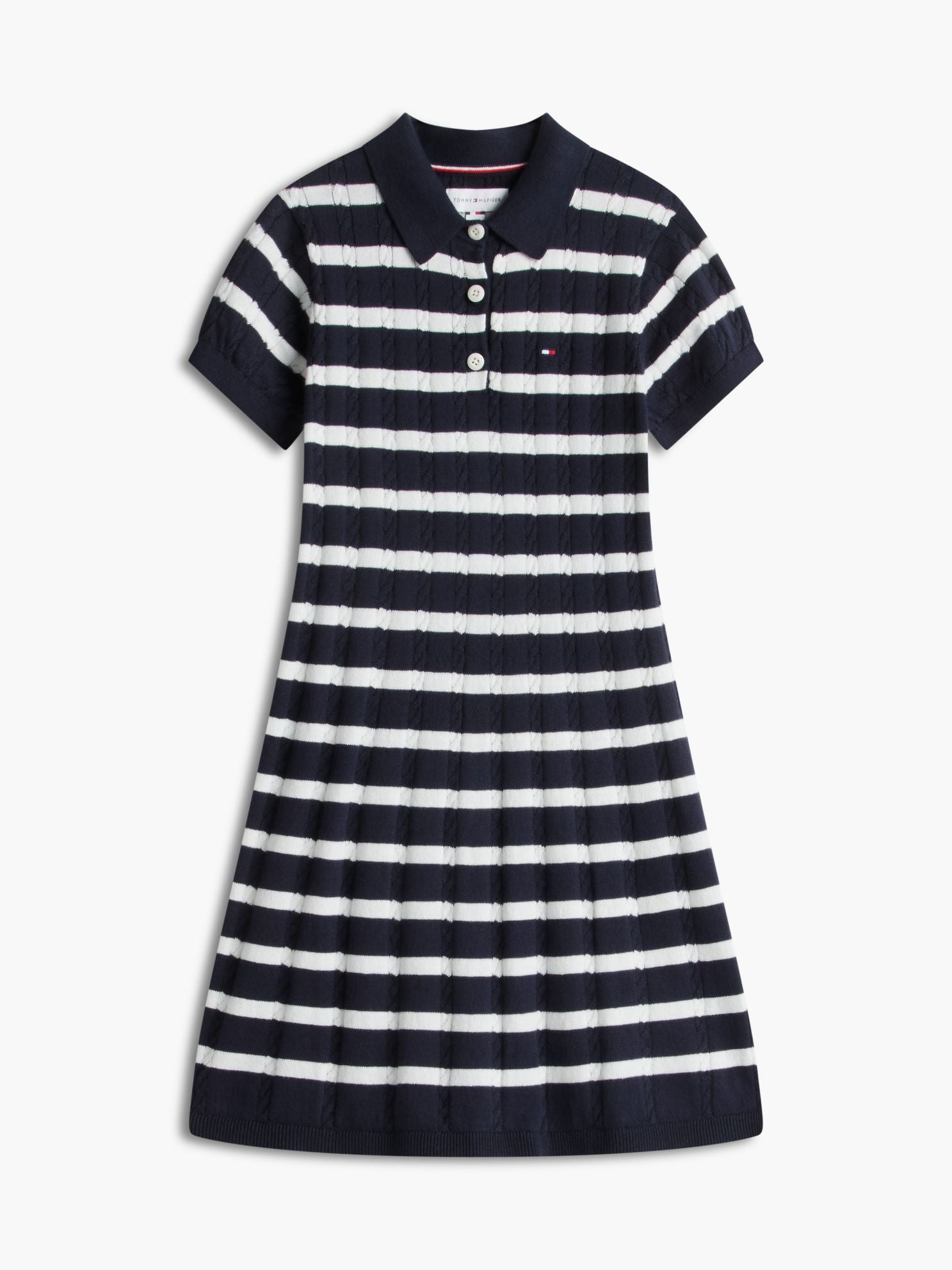 Tommy Hilfiger Kids' Stripe Cable Knit Polo Dress