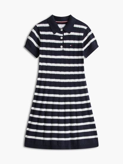Tommy Hilfiger Kids' Stripe Cable Knit Polo Dress