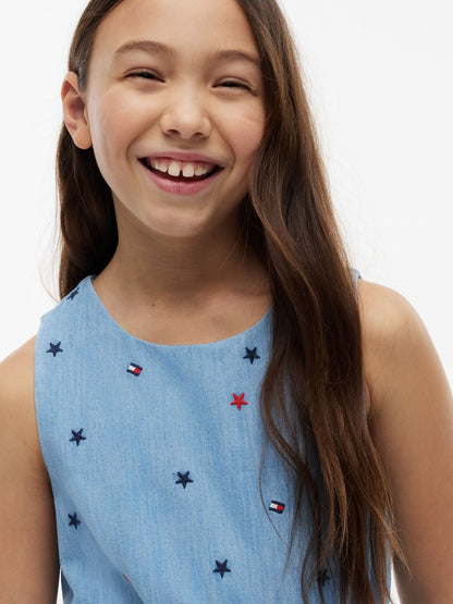 Tommy Hilfiger Kids' Allover Star Chambray Dress