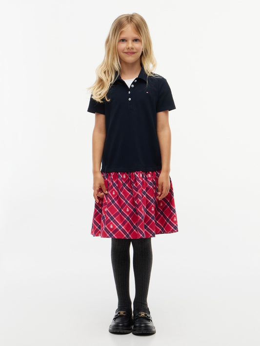 Tommy Hilfiger Kids' Mixed Media Stretch Polo Dress