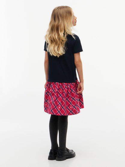 Tommy Hilfiger Kids' Mixed Media Stretch Polo Dress