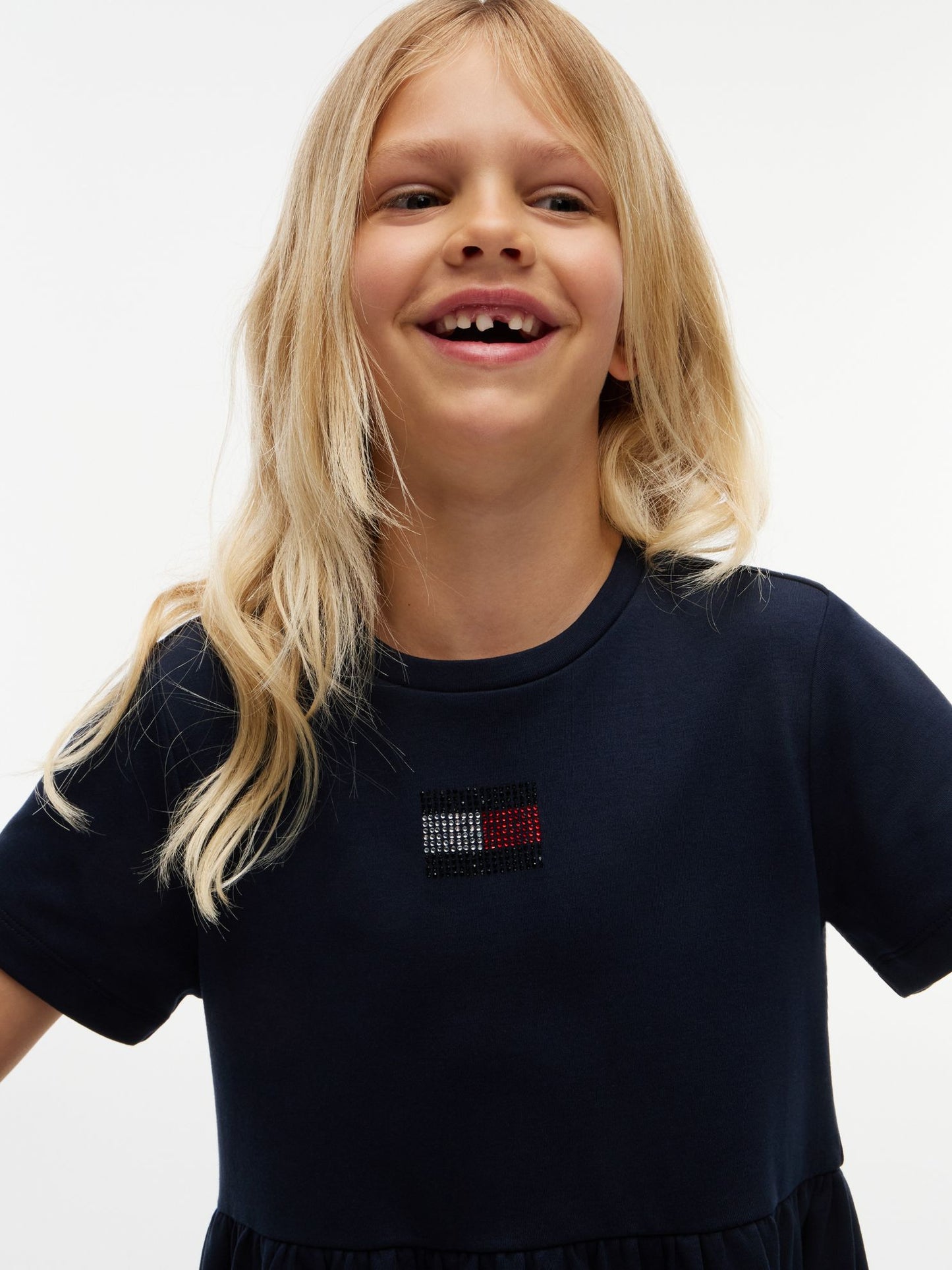 Tommy Hilfiger Kids' Rhinestone Flag Interlock Dress