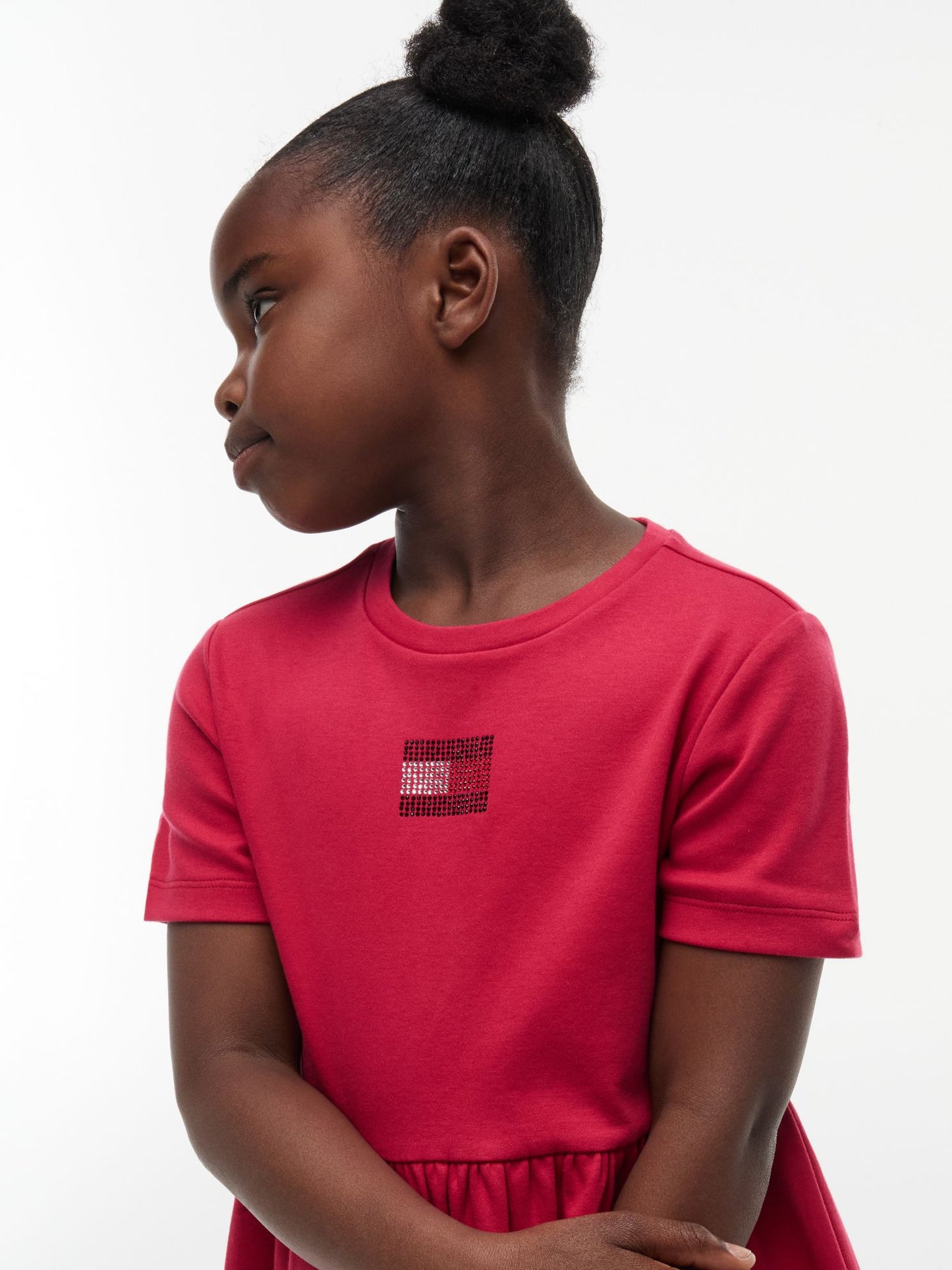 Tommy Hilfiger Kids' Rhinestone Flag Interlock Dress
