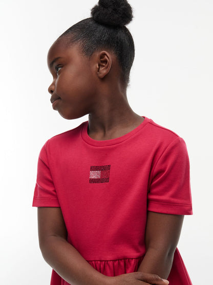 Tommy Hilfiger Kids' Rhinestone Flag Interlock Dress